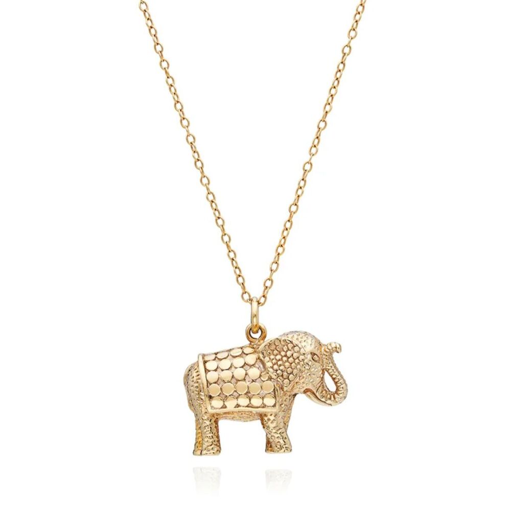 Anna Beck Elephant Necklace 18k Gold Plated Charm Pendant Long Chain Box NIB